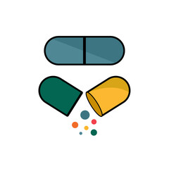 illustration of pills, drug on white background, vector illustration in flat design.