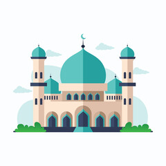 Islamic mosque building flat vector illustration