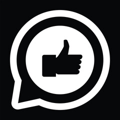 Thumbs up in the speech bubble icon. Social network and web communicate, like symbol. Flat illustration
