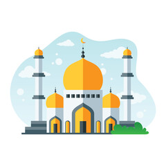 Mosque in flat design style isolated on white background vector illustration