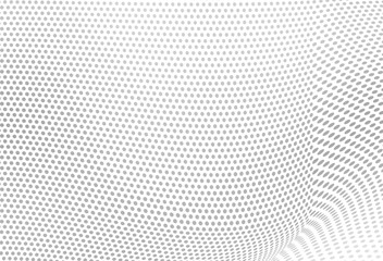 The halftone texture is chaotic monochrome. Abstract black and white waves background of dots. Backdrop for the design of websites, business cards, posters