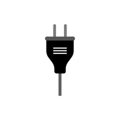 Plug silhouette icon on white background, vector illustration in flat design.
