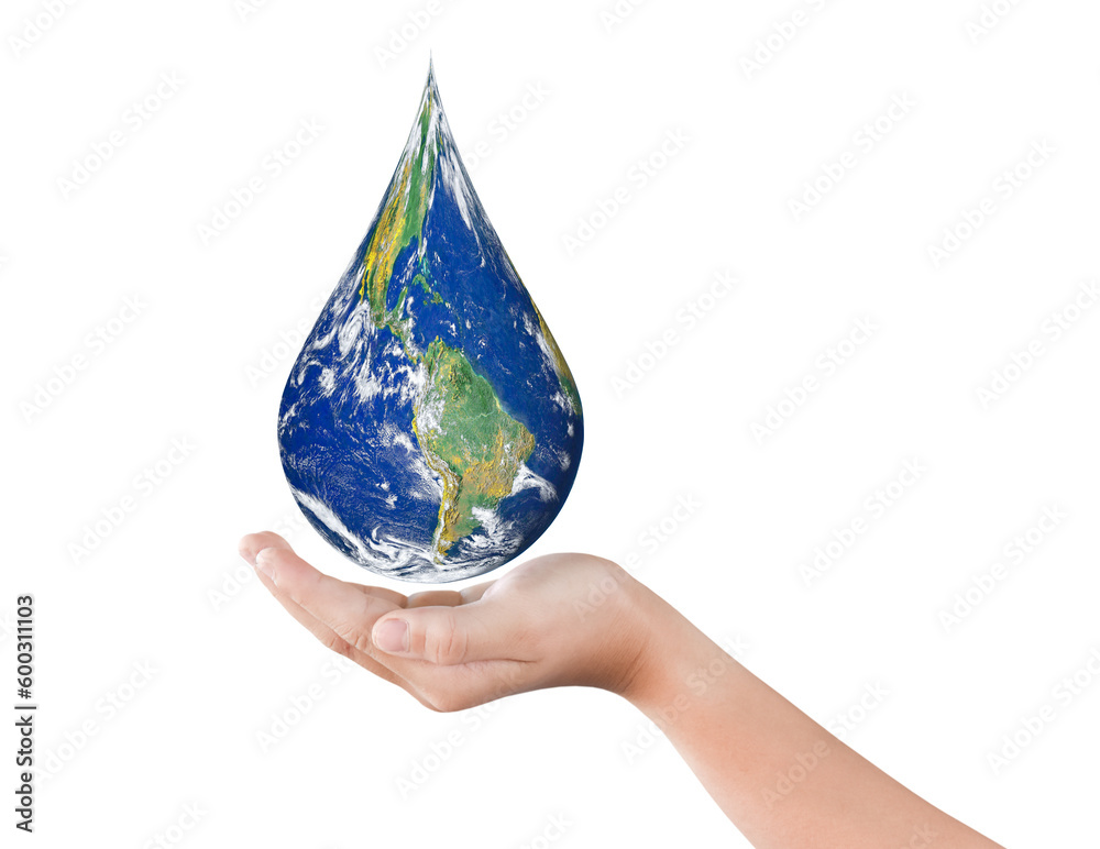 Canvas Prints earth, globe in drop shape on hand isolated on transparent background, png file format. elements of 