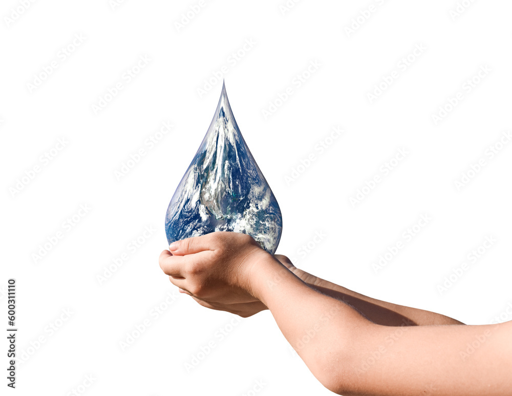 Canvas Prints earth, globe in drop shape on hand isolated on transparent background, png file format. elements of 