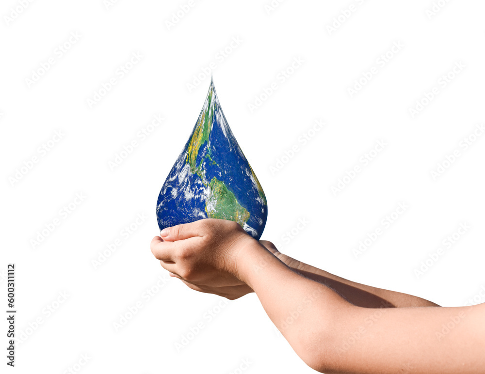 Canvas Prints earth, globe in drop shape on hand isolated on transparent background, png file format. elements of 