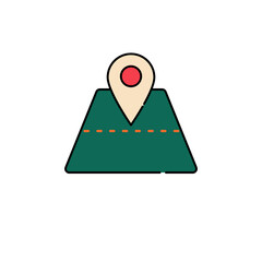 green map pointer on white background, vector illustration in flat design.