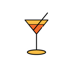 cocktail glass with cocktail on white background, vector illustration in flat design.