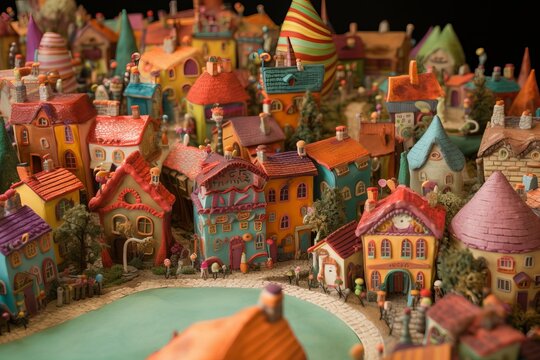 a jaunty lollipop country village made of whimsical houses | Created With Generative AI
