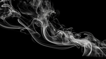 White Smoke On A Matte Black Background Created Using Artificial Intelligence For Graphic Works And Advertising