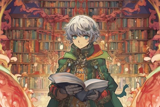 Kawaii Molten wizard with a hot temper  inside a magical library | Created With Generative AI