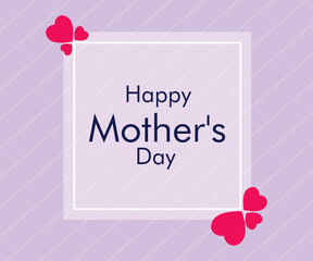 Happy Mother's Day Hearts Wishing Vector Design with Purple Background