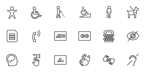 Accessibility Line Art SVG Icons Set