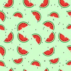 Seamless watermelon pattern with pastel background color
