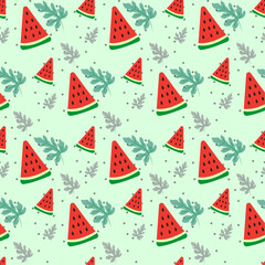Seamless watermelon pattern with pastel background color