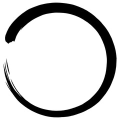 Enso Zen Circle Black Ink Brush Stroke - obrazy, fototapety, plakaty