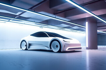 Fototapeta na wymiar electric neon auto car parking underground transportation transport industry automobile. Generative AI.