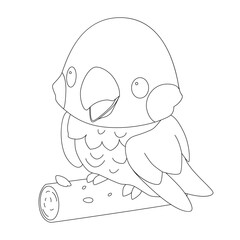 Cute little parrot with a kind smiling face and big eyes.