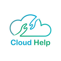 Cloud help design logo template illustration