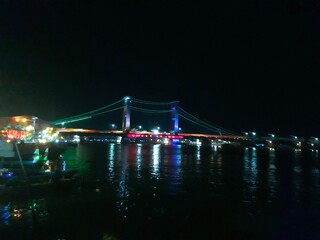 Ampera bridge musi river at night
