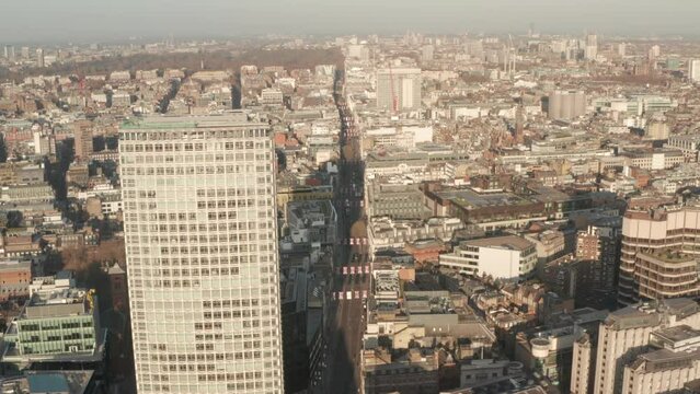 Aerial shot looking down Oxford street