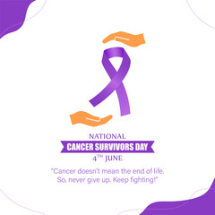 Vector illustration of National Cancer Survivors Day social media story feed mockup template