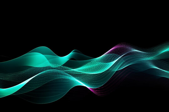 Futuristic Technology Waves Flowing Background, Generative AI © Tahsin