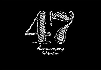 47 years anniversary celebration logotype white vector, 47th birthday logo, 47 number design, anniversary year banner, anniversary design elements for invitation card and poster. number design vector
