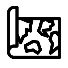 地図、世界地図を表すラインスタイルのアイコン