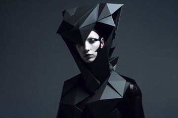 Abstract haute couture fashion model. Designed using generative ai