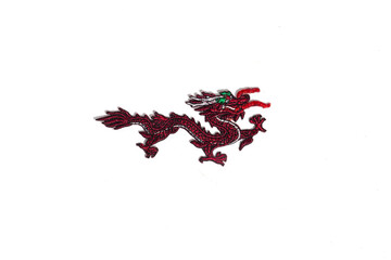 Chinese dragon textile patch for clothes customization, isolated on white.