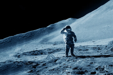 An astronaut explores the moon. Elements of this image furnishing NASA.