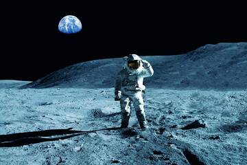 An astronaut explores the moon. Elements of this image furnishing NASA.