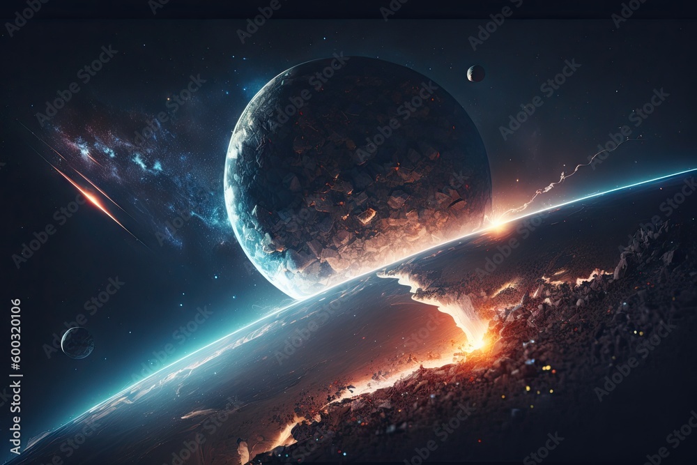 Canvas Prints tilt shifted aerial view of earths atmosphere in space. generative ai aig15.