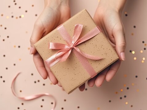 Eco-friendly Xmas Gift Wrapped in Kraft Paper - AI generated