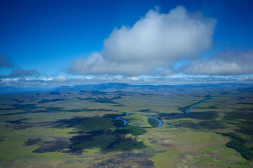 Flight over the Gran Sabana in Venezuela, view from helicopter