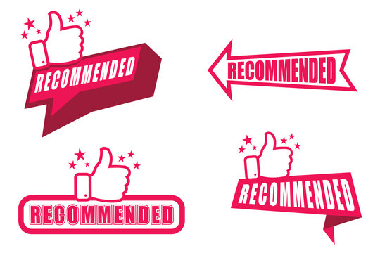 Recommended Label With Thumbs up. Modern Web Banner Elements. Vector Illustration