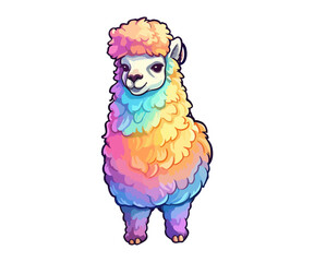 Colorful alpaca Logo, llama Sticker, Pastel cute colors