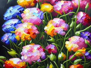 Fototapeta na wymiar Flowers Oil Painting, Generative AI Illustration