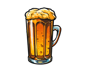 Beer in glass mug with foam