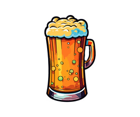 Beer in glass mug with foam