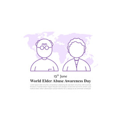 Vector illustration of World Elder Abuse Awareness Day social media feed story mockup template