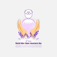 Vector illustration of World Elder Abuse Awareness Day social media feed story mockup template