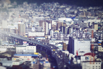 Fototapeta na wymiar 大阪の高速道路と都市風景