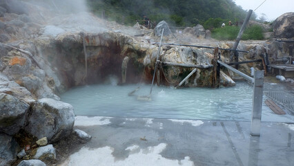 Natural landscape of Owakudani sulphuric hot spring- Hakone, Kanagawa, Japan 