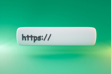 floating web address bar symbol on colorfull infinite background; https domain secure encryption concept; 3d illustration