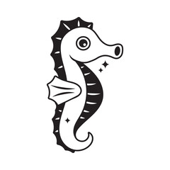 Seahorse  doodle vector outline icon. EPS 10 file