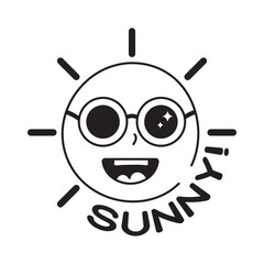 Sunny doodle vector outline icon. EPS 10 file