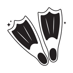 Diving Fins doodle vector outline icon. EPS 10 file