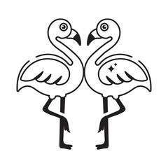 Flamingo doodle vector outline icon. EPS 10 file