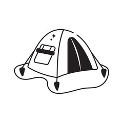 Tent doodle vector outline icon. EPS 10 file